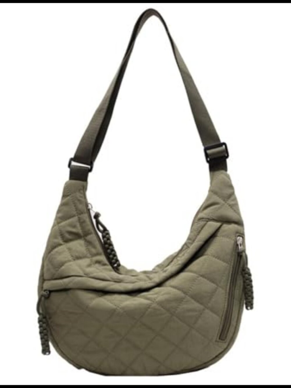 Quilted Puffy Cotton Crossbody Bag Padded Lattice Dumpling Purse Zip